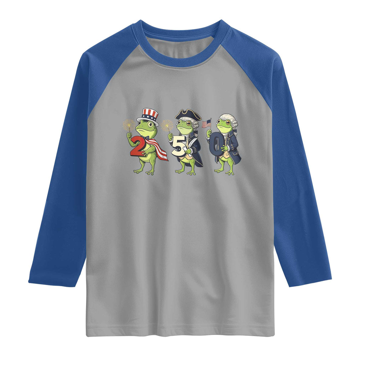 Proud American Frog Raglan Shirt Celebrating 250 Years Of Freedom TS12 Sport Gray Royal Print Your Wear