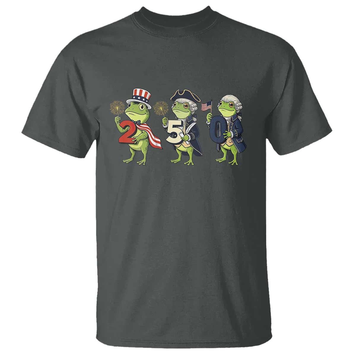 Proud American Frog T Shirt Celebrating 250 Years Of Freedom TS12 Dark Heather Print Your Wear