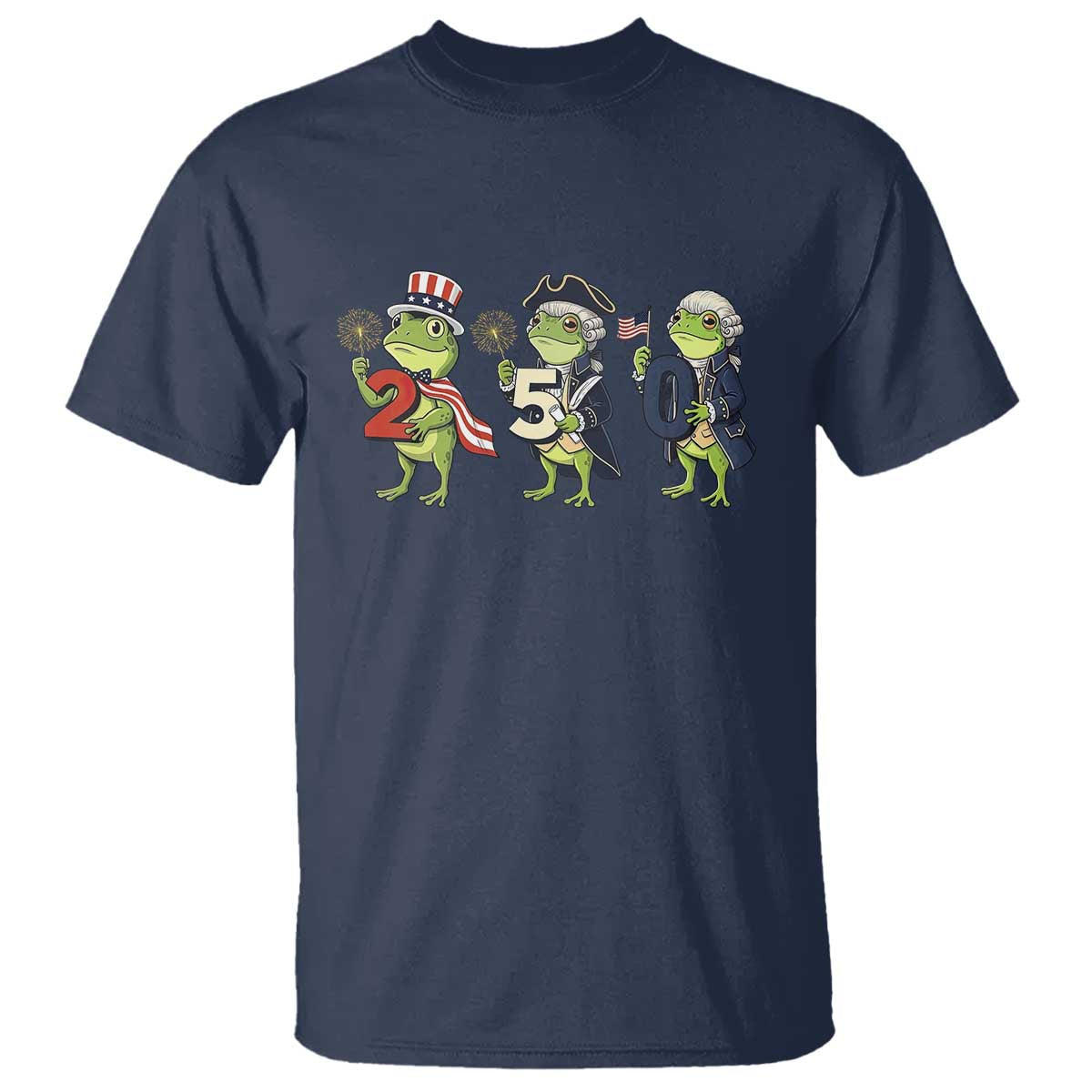 Proud American Frog T Shirt Celebrating 250 Years Of Freedom TS12 Navy Print Your Wear