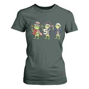 Proud American Frog T Shirt For Women Celebrating 250 Years Of Freedom TS12 Dark Forest Green Print Your Wear