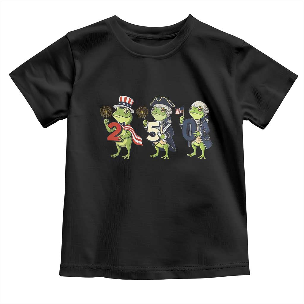 Proud American Frog Toddler T Shirt Celebrating 250 Years Of Freedom TS12 Black Print Your Wear