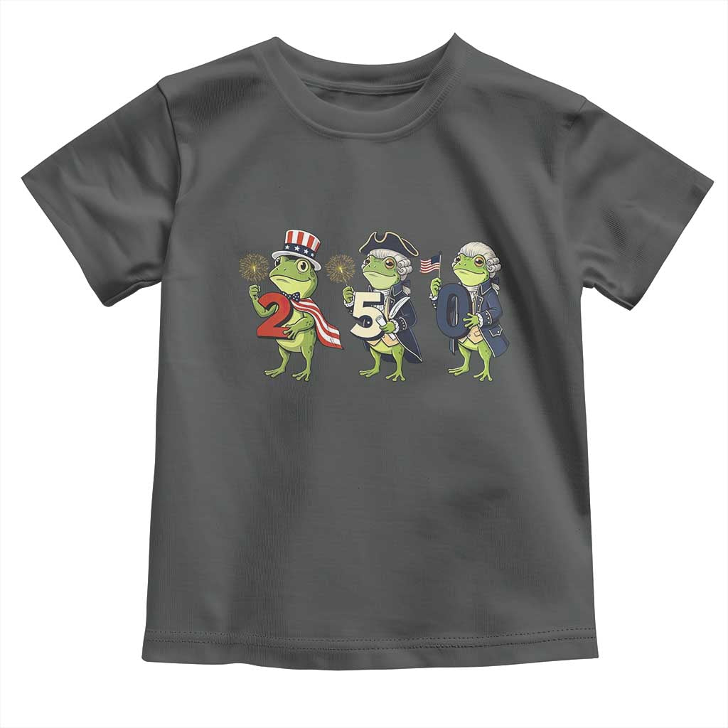 Proud American Frog Toddler T Shirt Celebrating 250 Years Of Freedom TS12 Dark Heather Print Your Wear