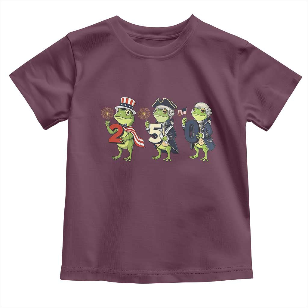Proud American Frog Toddler T Shirt Celebrating 250 Years Of Freedom TS12 Maroon Print Your Wear