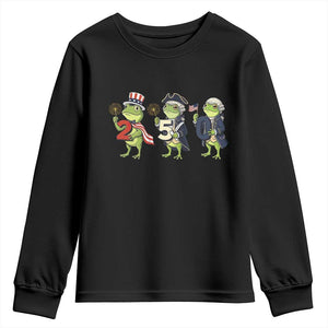 Proud American Frog Youth Sweatshirt Celebrating 250 Years Of Freedom TS12 Black Print Your Wear