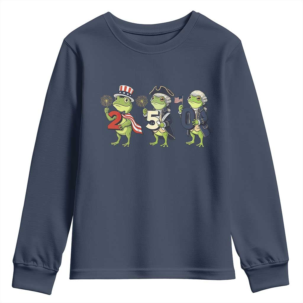 Proud American Frog Youth Sweatshirt Celebrating 250 Years Of Freedom TS12 Navy Print Your Wear