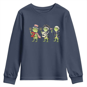 Proud American Frog Youth Sweatshirt Celebrating 250 Years Of Freedom TS12 Navy Print Your Wear