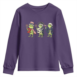 Proud American Frog Youth Sweatshirt Celebrating 250 Years Of Freedom TS12 Purple Print Your Wear