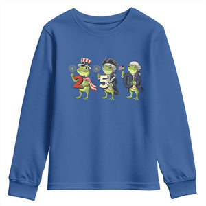 Proud American Frog Youth Sweatshirt Celebrating 250 Years Of Freedom TS12 Royal Blue Print Your Wear