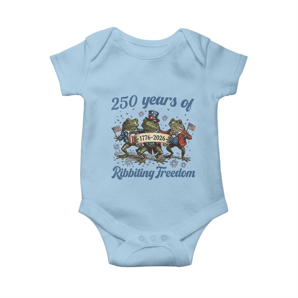 Funny Frog 250 Years Of Ribbiting Freedom Baby Onesie TS12 Light Blue Print Your Wear