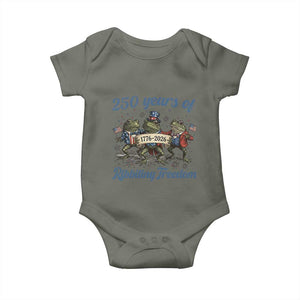 Funny Frog 250 Years Of Ribbiting Freedom Baby Onesie TS12 Military Green Print Your Wear