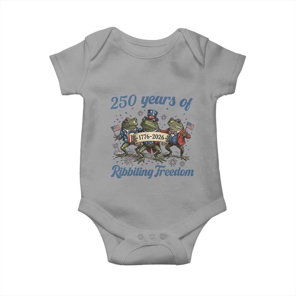Funny Frog 250 Years Of Ribbiting Freedom Baby Onesie TS12 Sport Gray Print Your Wear