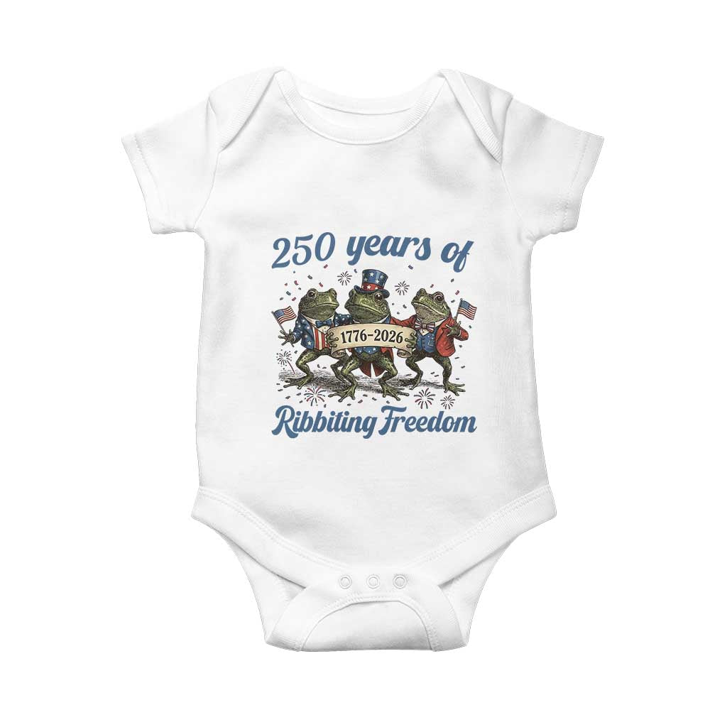 Funny Frog 250 Years Of Ribbiting Freedom Baby Onesie TS12 White Print Your Wear