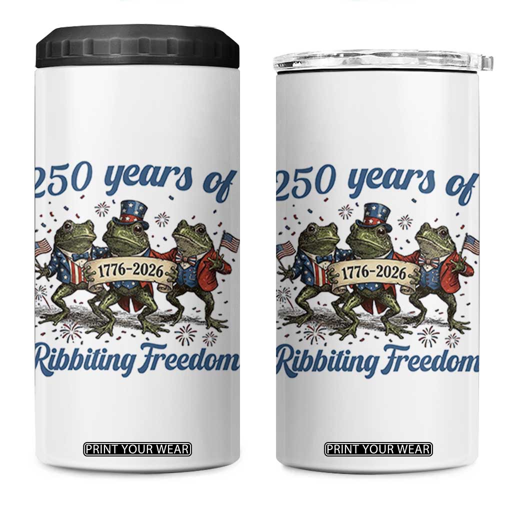 Funny Frog 250 Years Of Ribbiting Freedom 4 in 1 Can Cooler Tumbler TS12 One Size: 16 oz White Print Your Wear