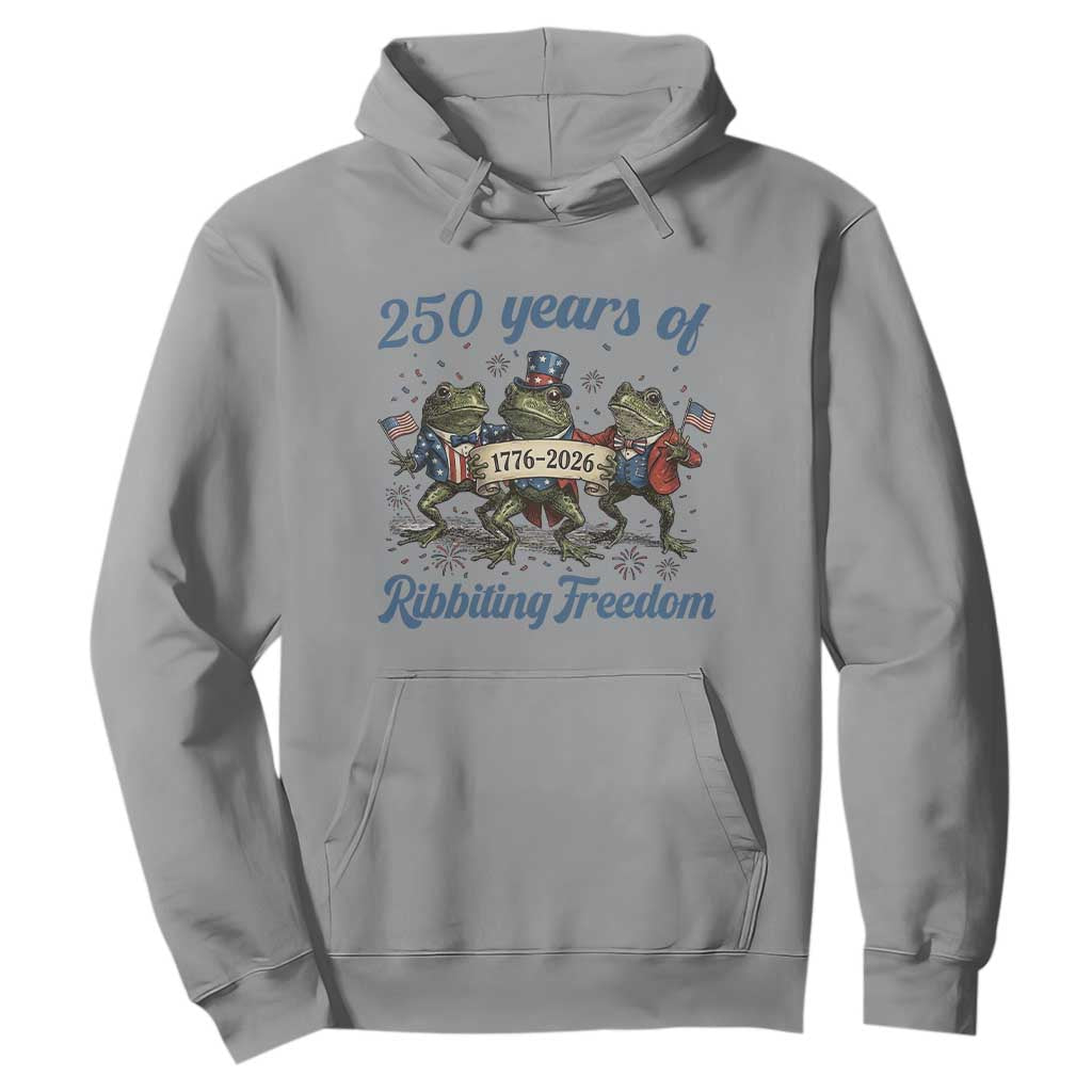 Funny Frog 250 Years Of Ribbiting Freedom Hoodie TS12 Sport Gray Print Your Wear