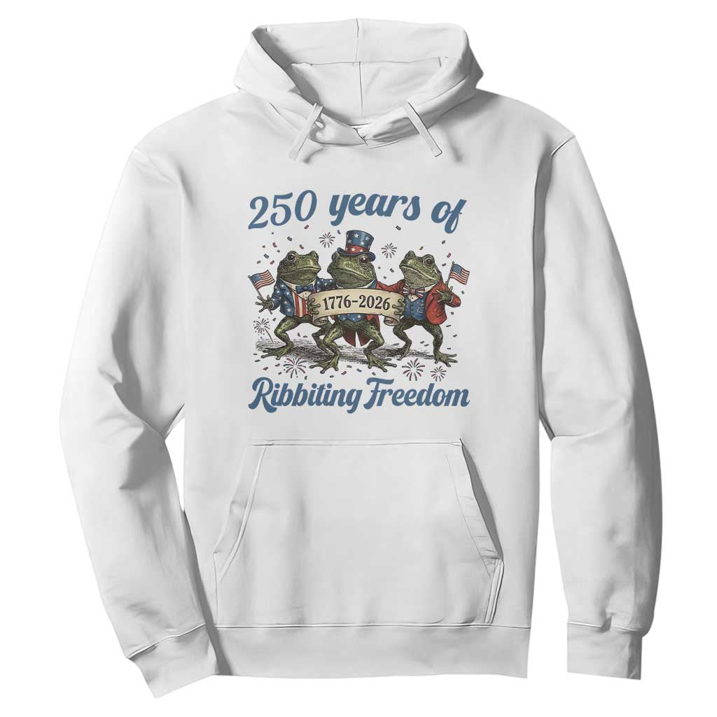 Funny Frog 250 Years Of Ribbiting Freedom Hoodie TS12 White Print Your Wear
