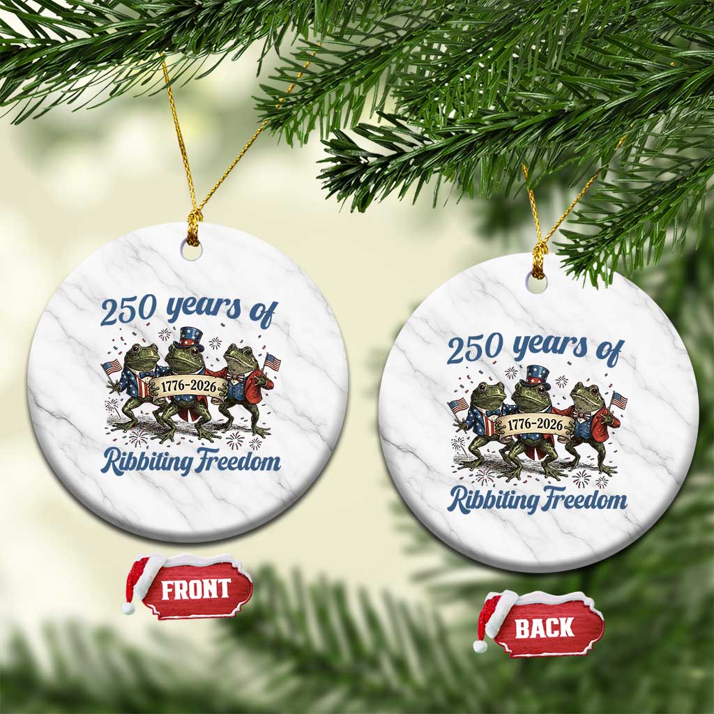 Funny Frog 250 Years Of Ribbiting Freedom Ceramic Ornament TS12 1pc White Marble Print Your Wear