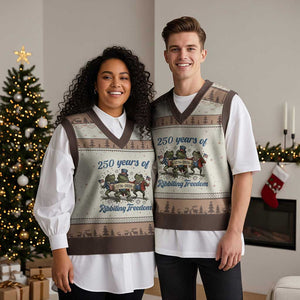 Funny Frog 250 Years Of Ribbiting Freedom V-Neck Knit Sweater Vest TS12 Mocha Mousse Print Your Wear