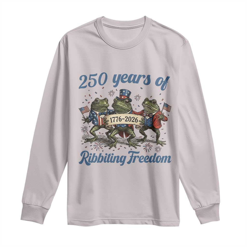 Funny Frog 250 Years Of Ribbiting Freedom Long Sleeve Shirt TS12 Ice Gray Print Your Wear