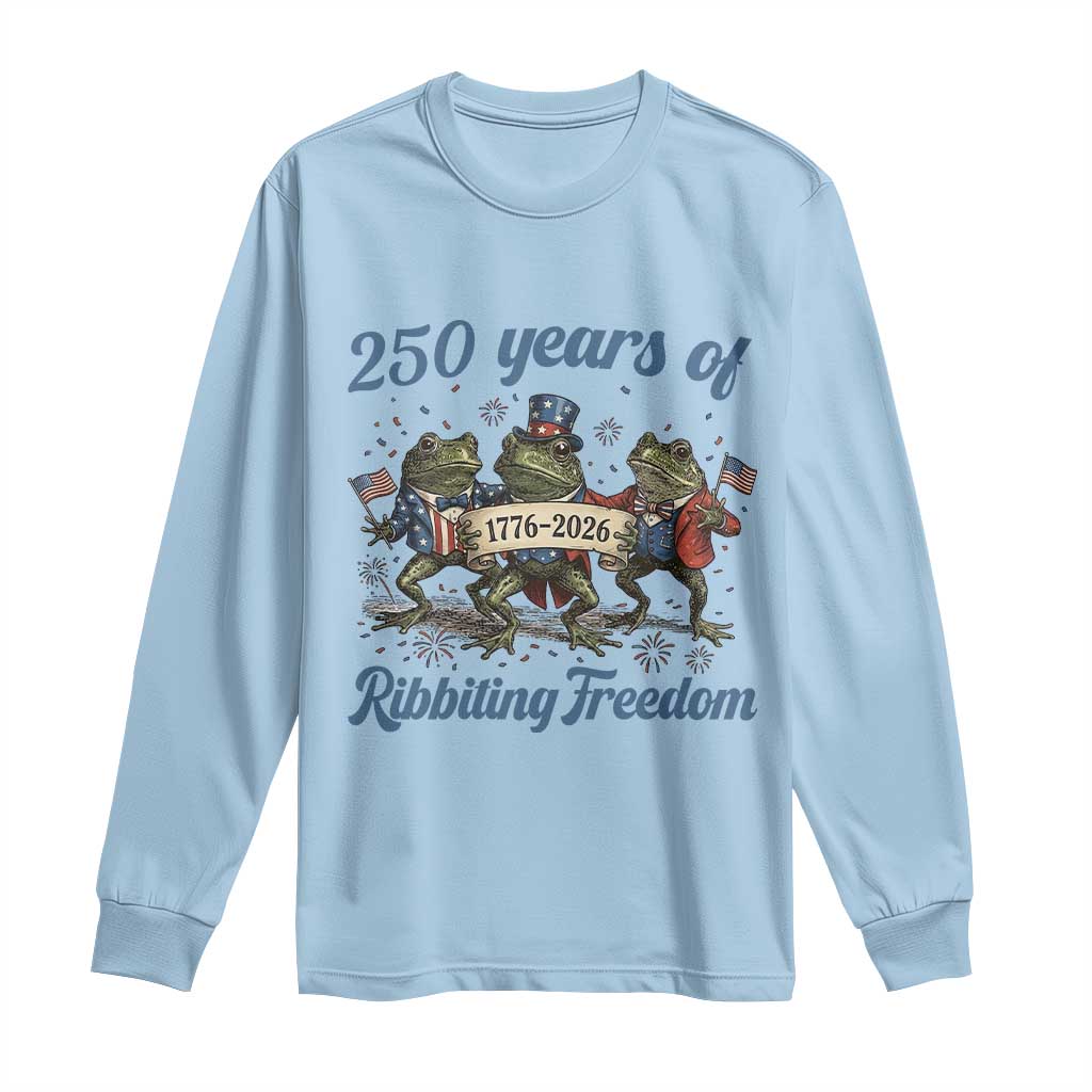 Funny Frog 250 Years Of Ribbiting Freedom Long Sleeve Shirt TS12 Light Blue Print Your Wear