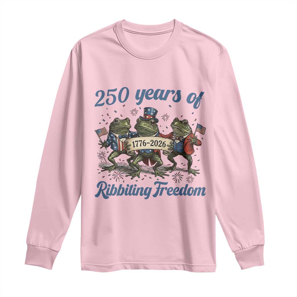 Funny Frog 250 Years Of Ribbiting Freedom Long Sleeve Shirt TS12 Light Pink Print Your Wear