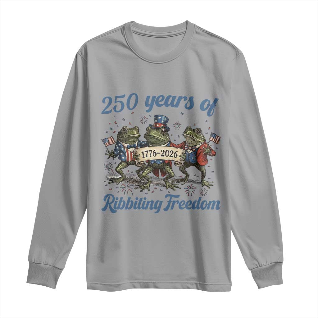Funny Frog 250 Years Of Ribbiting Freedom Long Sleeve Shirt TS12 Sport Gray Print Your Wear