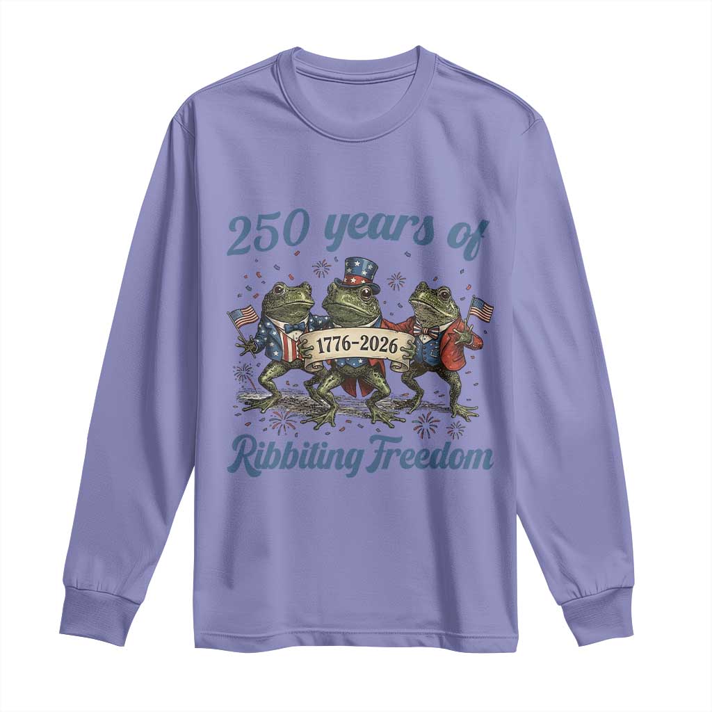 Funny Frog 250 Years Of Ribbiting Freedom Long Sleeve Shirt TS12 Violet Print Your Wear