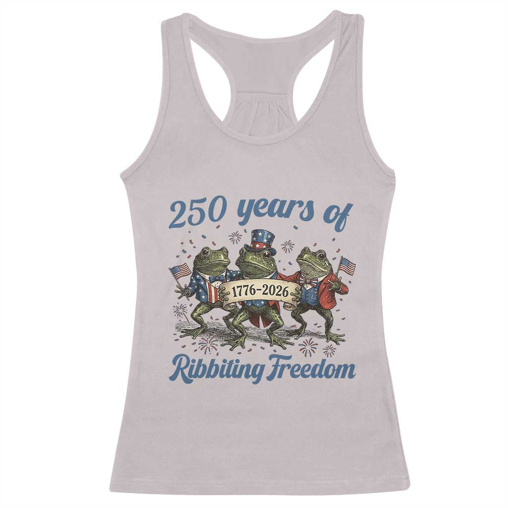 Funny Frog 250 Years Of Ribbiting Freedom Racerback Tank Top TS12 Ice Gray Print Your Wear