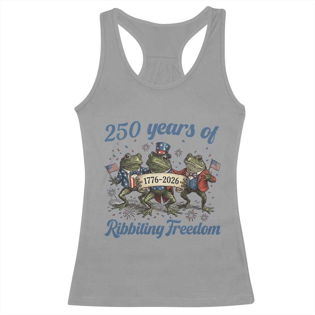 Funny Frog 250 Years Of Ribbiting Freedom Racerback Tank Top TS12 Sport Gray Print Your Wear