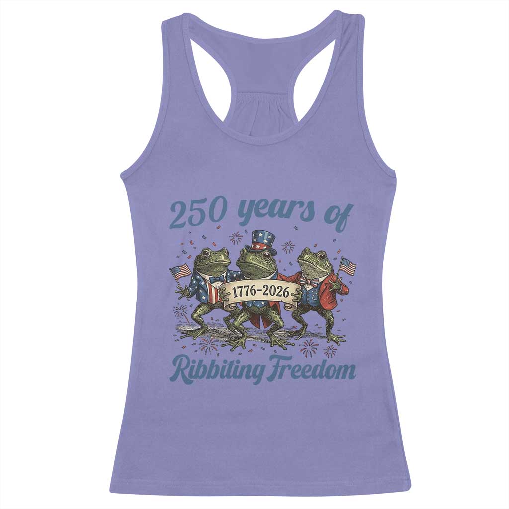 Funny Frog 250 Years Of Ribbiting Freedom Racerback Tank Top TS12 Violet Print Your Wear
