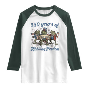 Funny Frog 250 Years Of Ribbiting Freedom Raglan Shirt TS12 White Dark Forest Green Print Your Wear