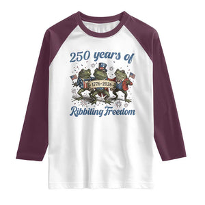 Funny Frog 250 Years Of Ribbiting Freedom Raglan Shirt TS12 White Maroon Print Your Wear