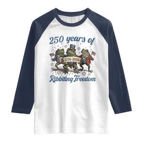 Funny Frog 250 Years Of Ribbiting Freedom Raglan Shirt TS12 White Navy Print Your Wear