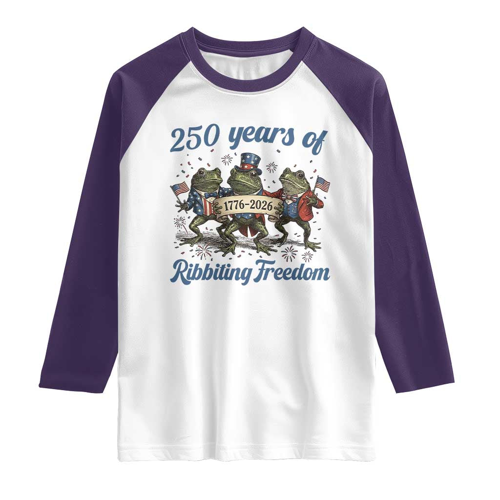 Funny Frog 250 Years Of Ribbiting Freedom Raglan Shirt TS12 White Purple Print Your Wear