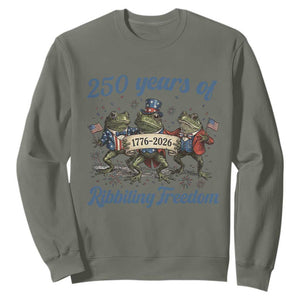 Funny Frog 250 Years Of Ribbiting Freedom Sweatshirt TS12 Military Green Print Your Wear