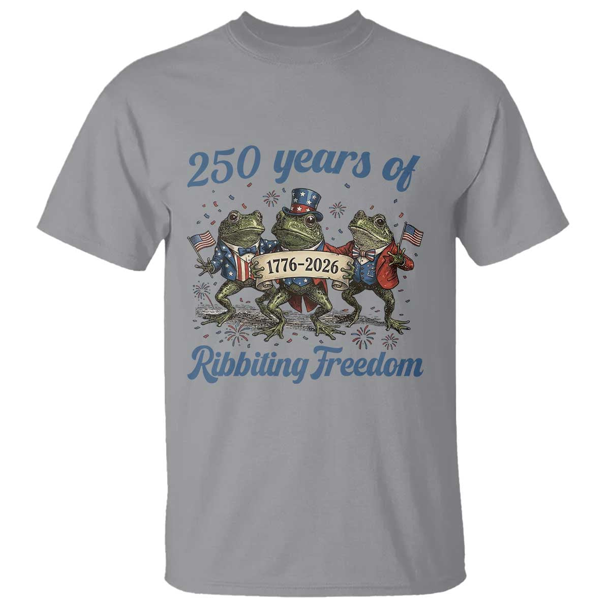 Funny Frog 250 Years Of Ribbiting Freedom T Shirt TS12 Sport Gray Print Your Wear