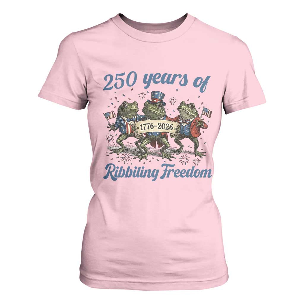 Funny Frog 250 Years Of Ribbiting Freedom T Shirt For Women TS12 Light Pink Print Your Wear