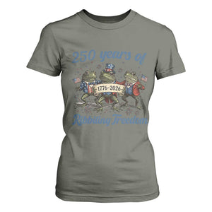 Funny Frog 250 Years Of Ribbiting Freedom T Shirt For Women TS12 Military Green Print Your Wear