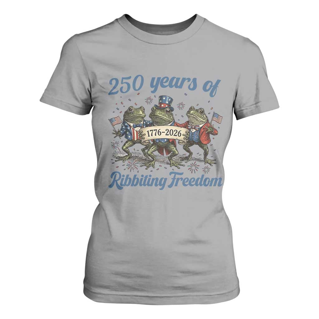 Funny Frog 250 Years Of Ribbiting Freedom T Shirt For Women TS12 Sport Gray Print Your Wear