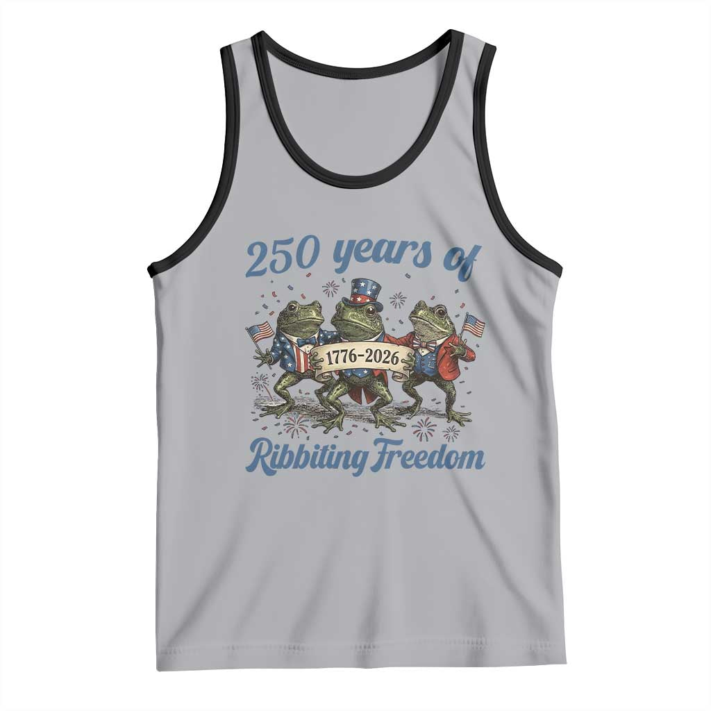 Funny Frog 250 Years Of Ribbiting Freedom Tank Top TS12 Athletic Heather Black Print Your Wear