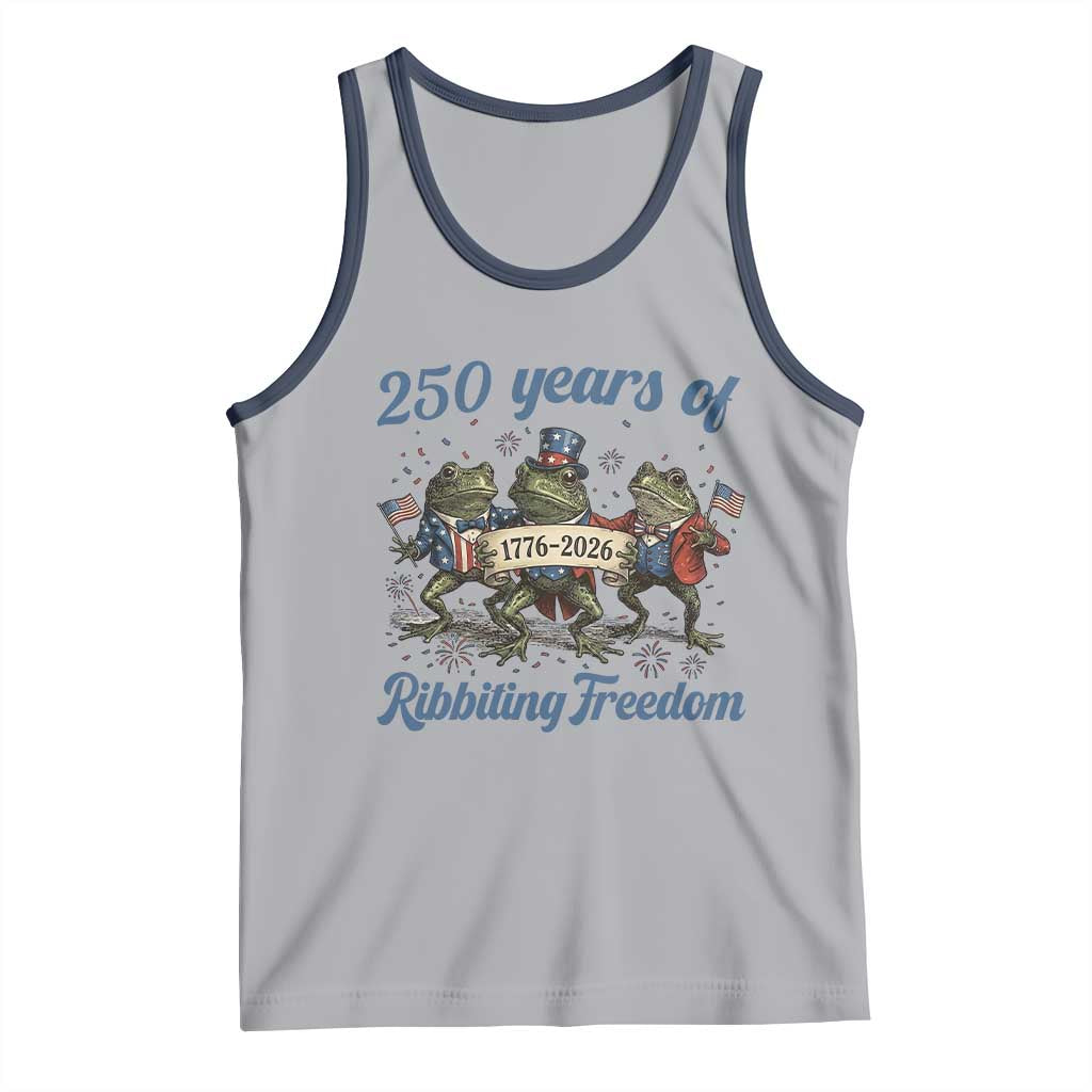 Funny Frog 250 Years Of Ribbiting Freedom Tank Top TS12 Athletic Heather Navy Print Your Wear