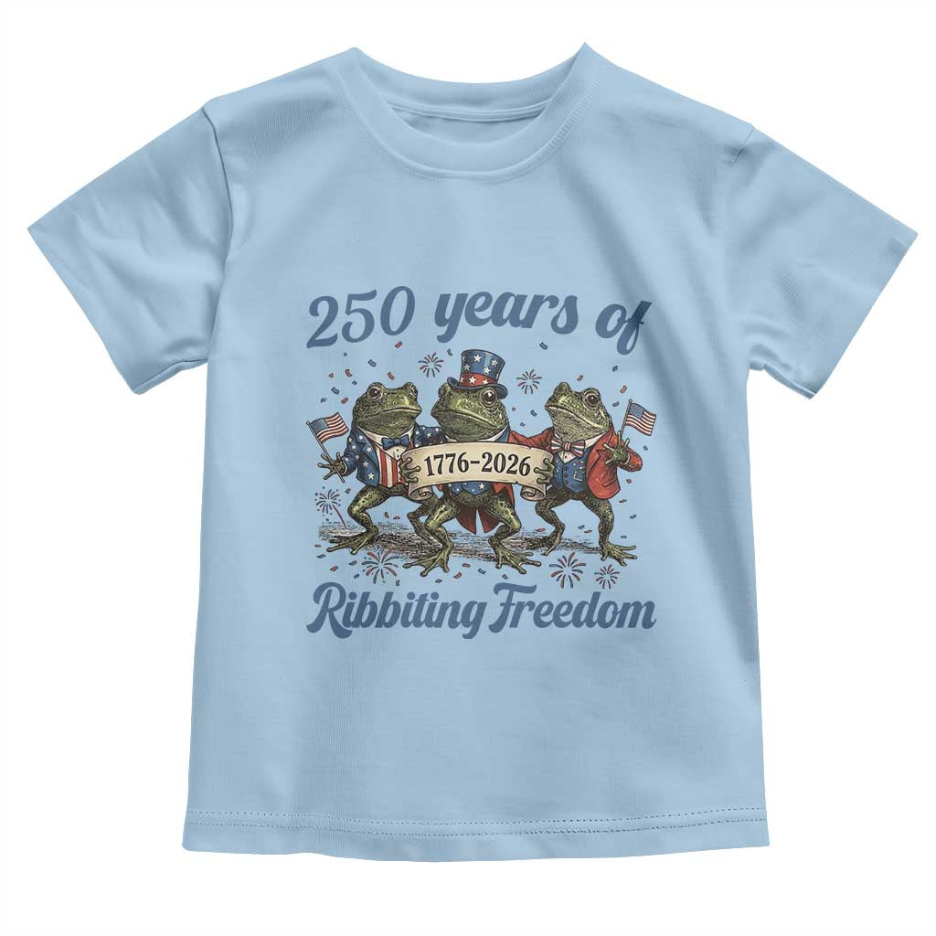 Funny Frog 250 Years Of Ribbiting Freedom Toddler T Shirt TS12 Light Blue Print Your Wear