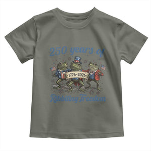 Funny Frog 250 Years Of Ribbiting Freedom Toddler T Shirt TS12 Military Green Print Your Wear