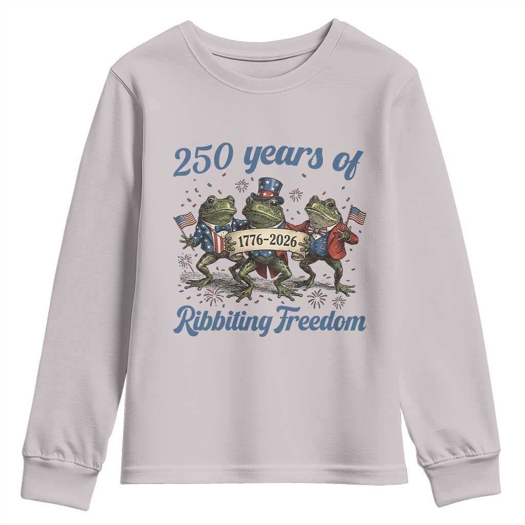 Funny Frog 250 Years Of Ribbiting Freedom Youth Sweatshirt TS12 Ice Gray Print Your Wear
