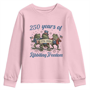 Funny Frog 250 Years Of Ribbiting Freedom Youth Sweatshirt TS12 Light Pink Print Your Wear