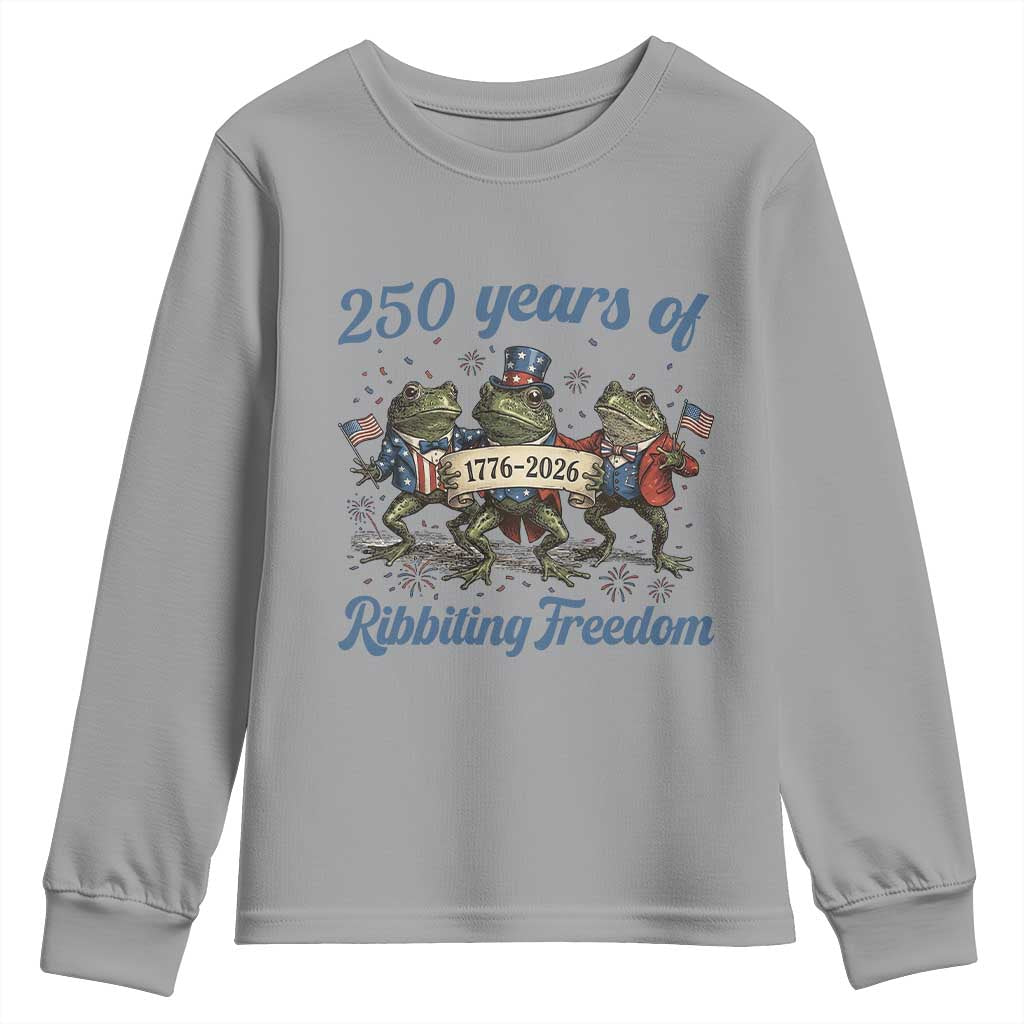 Funny Frog 250 Years Of Ribbiting Freedom Youth Sweatshirt TS12 Sport Gray Print Your Wear