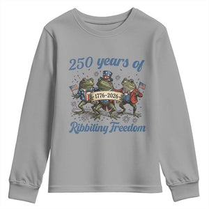 Funny Frog 250 Years Of Ribbiting Freedom Youth Sweatshirt TS12 Sport Gray Print Your Wear