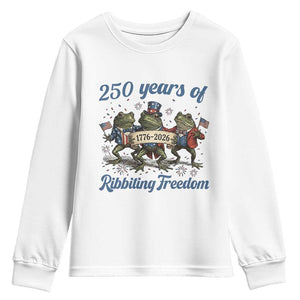 Funny Frog 250 Years Of Ribbiting Freedom Youth Sweatshirt TS12 White Print Your Wear