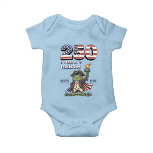 Patriotic Frog Raising The Torch Baby Onesie 250 Years Of Freedom TS12 Light Blue Print Your Wear