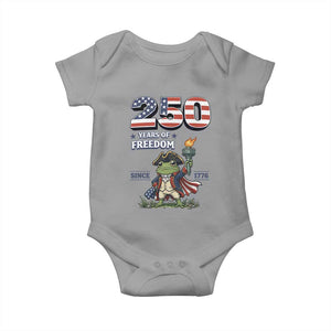 Patriotic Frog Raising The Torch Baby Onesie 250 Years Of Freedom TS12 Sport Gray Print Your Wear