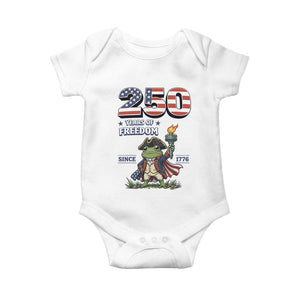Patriotic Frog Raising The Torch Baby Onesie 250 Years Of Freedom TS12 White Print Your Wear